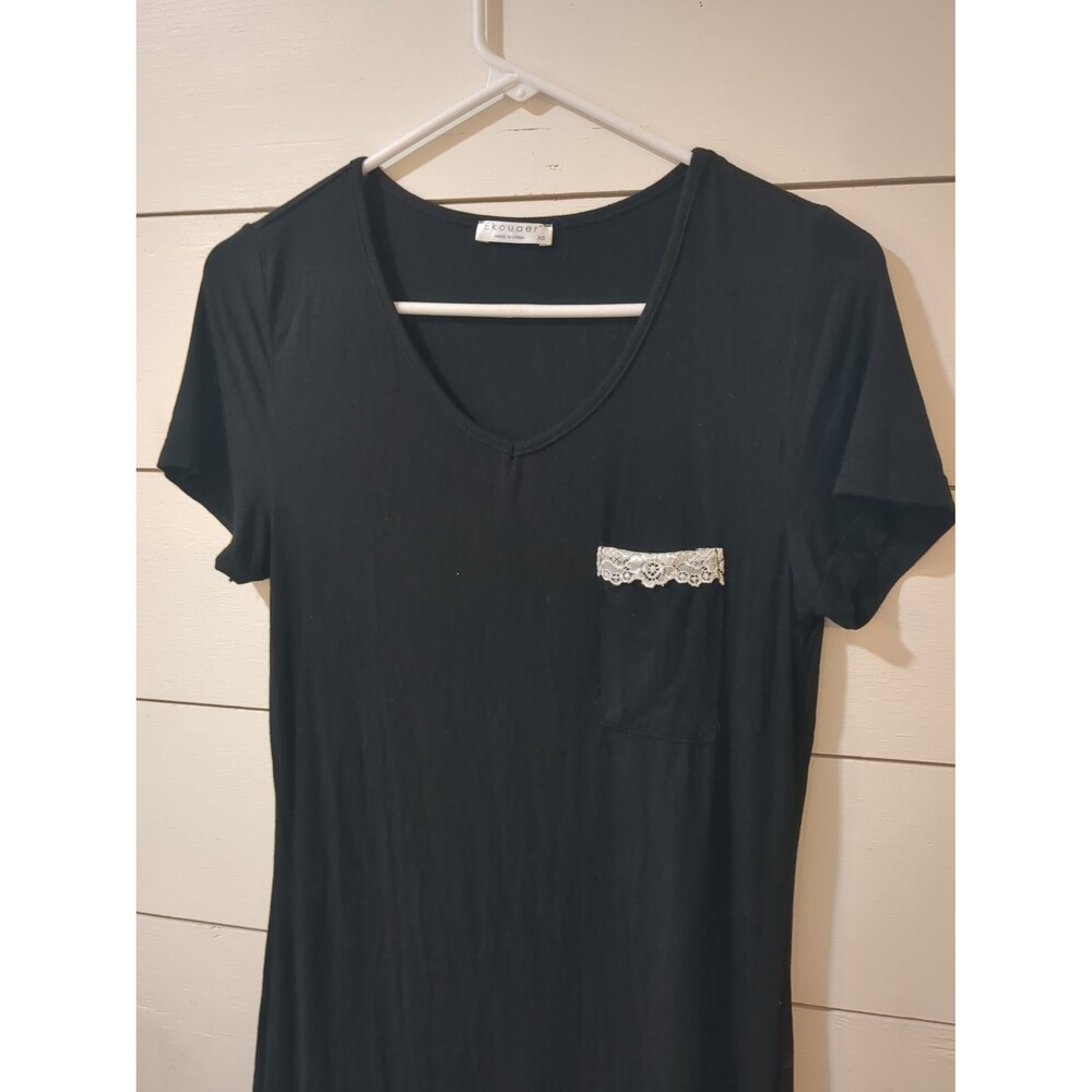 Ekouaer Women's black nightgown lace detail XS romantic whimsy cottage fall wint